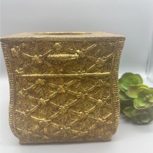 Karen Lawrence gold toned tissue Kleenex box